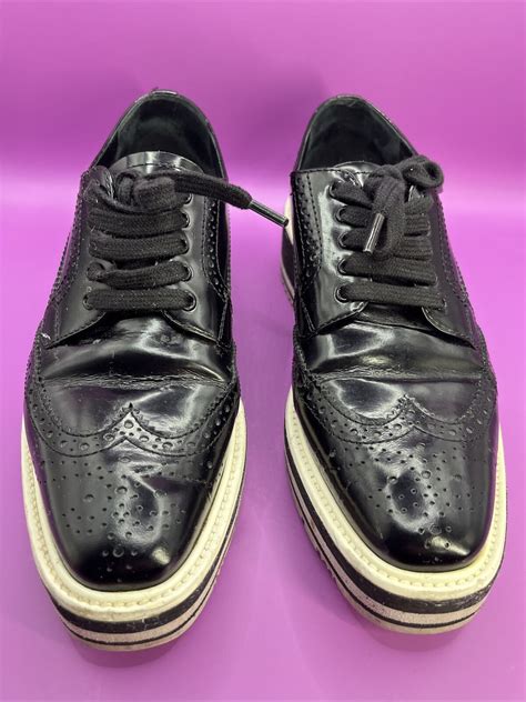 prada brogue platform sneakers|black high top prada sneakers.